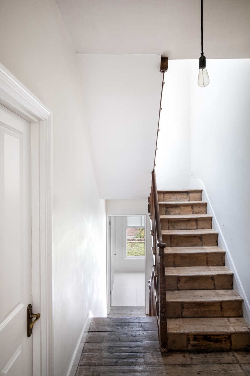 Staircase detail with modern lighting